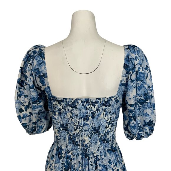 Abercrombie & Fitch A&F Emerson Poplin Puff Sleeve Midi Dress XLP Petite Blue - Picture 10 of 15